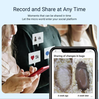 200X Zoom Professional Microscope Lens for Smartphones with Clip, Built-in LED Fill Light