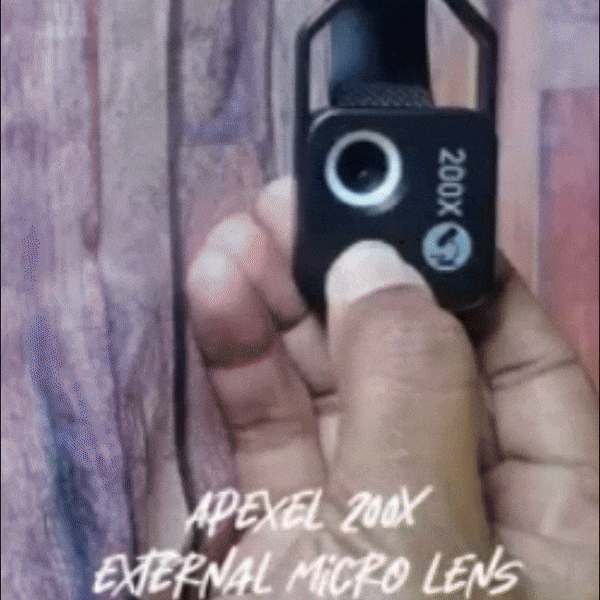 200X Zoom Professional Microscope Lens for Smartphones with Clip, Built-in LED Fill Light