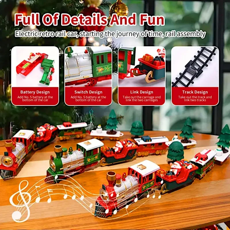 22Pcs Holiday Express Train Set – Electric Railway Toy for Kids with Light & Music, Safe for Ages 3+