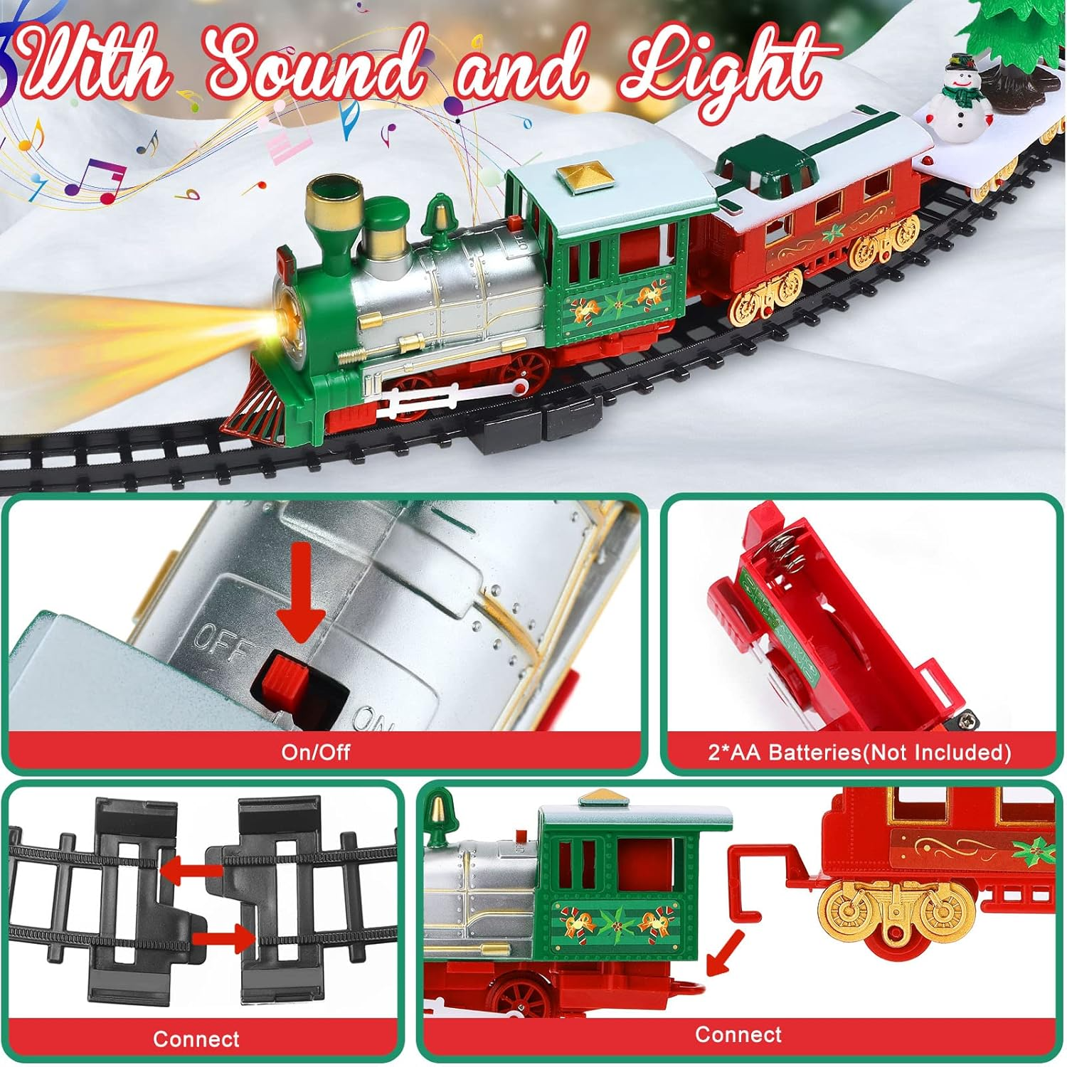 22Pcs Holiday Express Train Set – Electric Railway Toy for Kids with Light & Music, Safe for Ages 3+