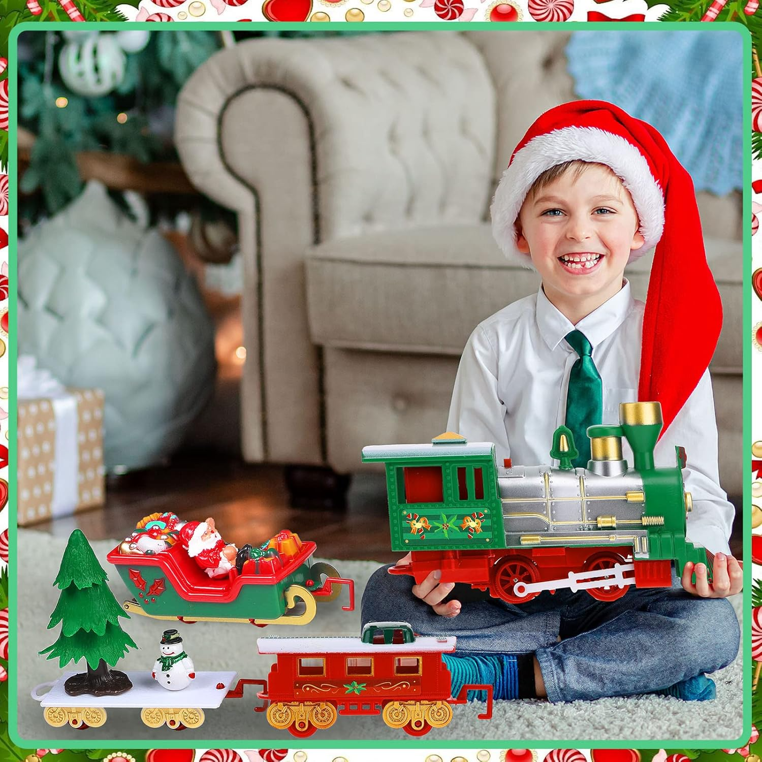22Pcs Holiday Express Train Set – Electric Railway Toy for Kids with Light & Music, Safe for Ages 3+