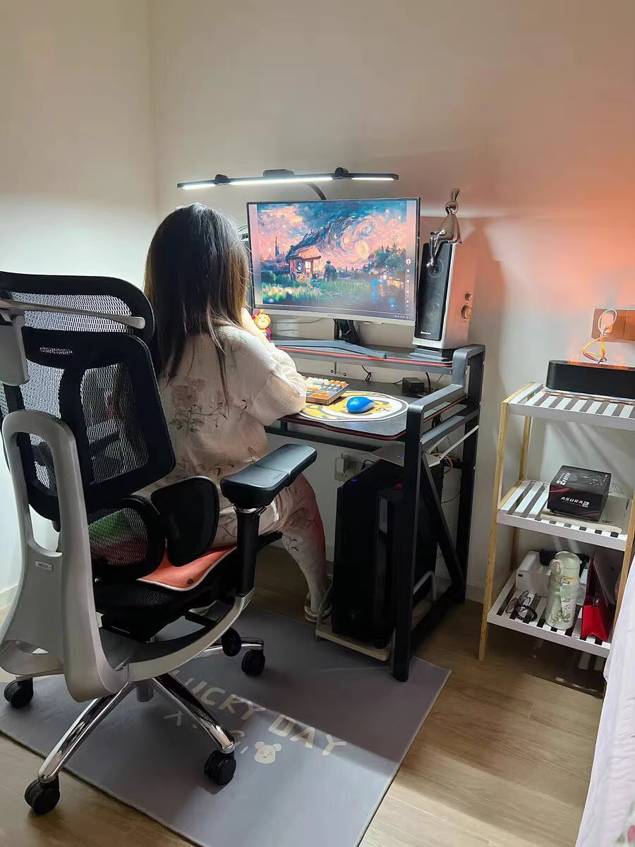 24W Triple-Head LED Desk Lamp with Clamp, Auto-Dimming, and 360° Flexible Gooseneck Design for Office and Home