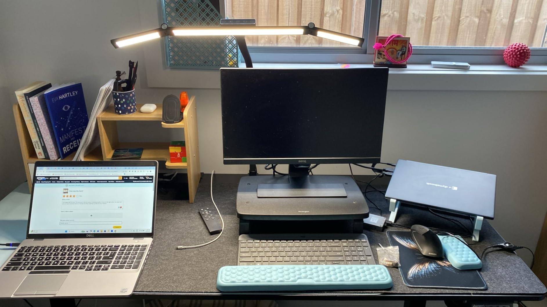 24W Triple-Head LED Desk Lamp with Clamp, Auto-Dimming, and 360° Flexible Gooseneck Design for Office and Home