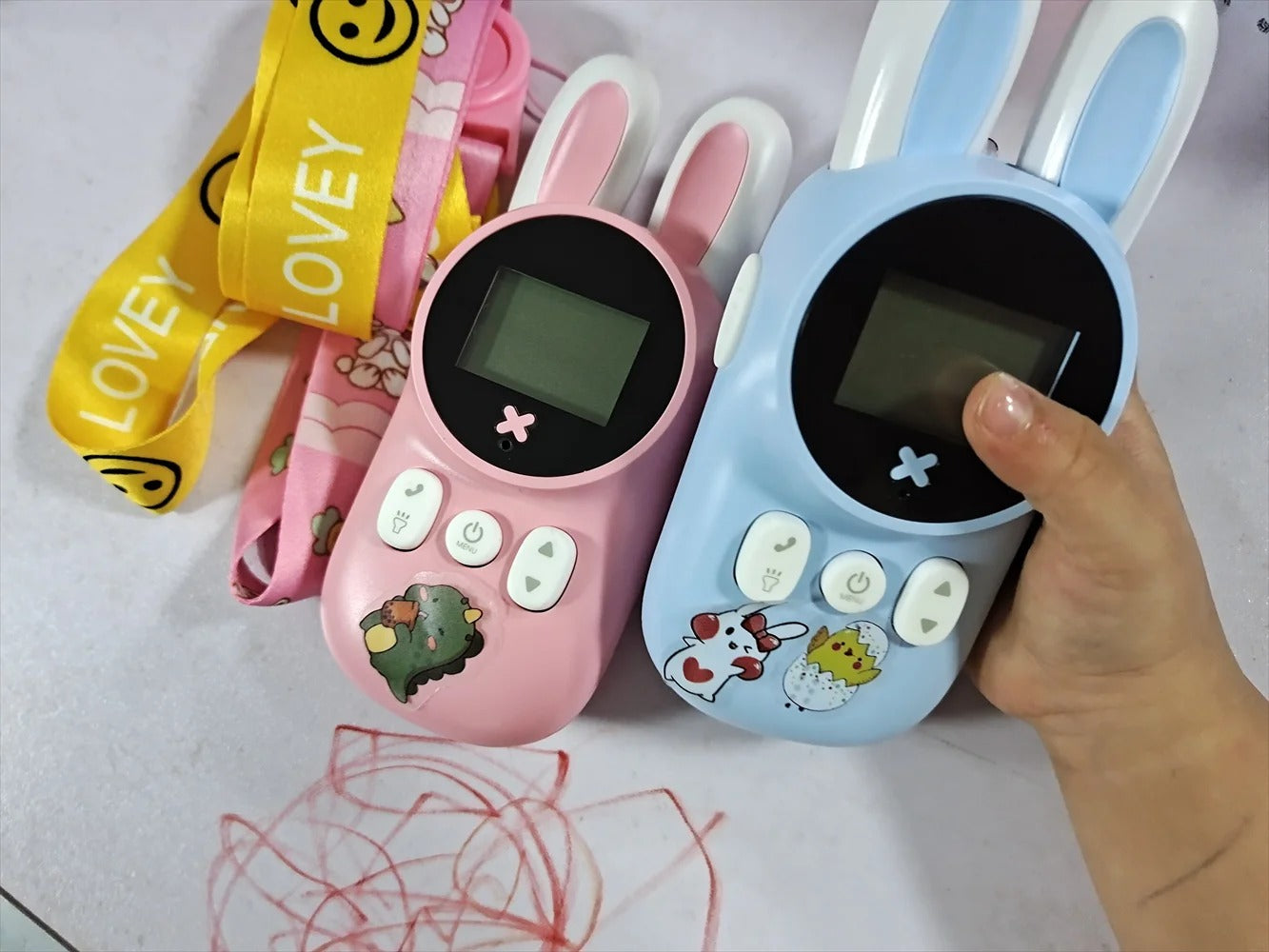 2PCS Cute Cartoon Walkie Talkie Toy with LCD Display and Hands-Free VOX Function, Safe for Ages 6+