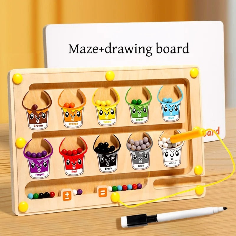 2 in1 Montessori Magnetic Maze & Drawing Board with Multiple Learning levels, Safe for 3+
