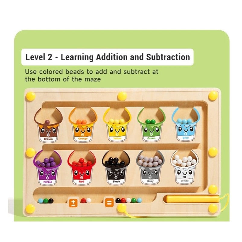 2 in1 Montessori Magnetic Maze & Drawing Board with Multiple Learning levels, Safe for 3+