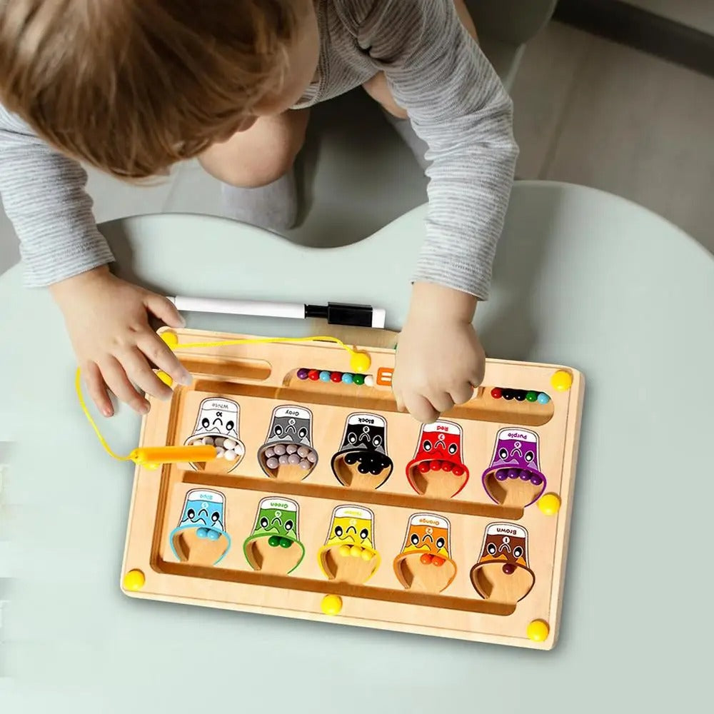2 in1 Montessori Magnetic Maze & Drawing Board with Multiple Learning levels, Safe for 3+