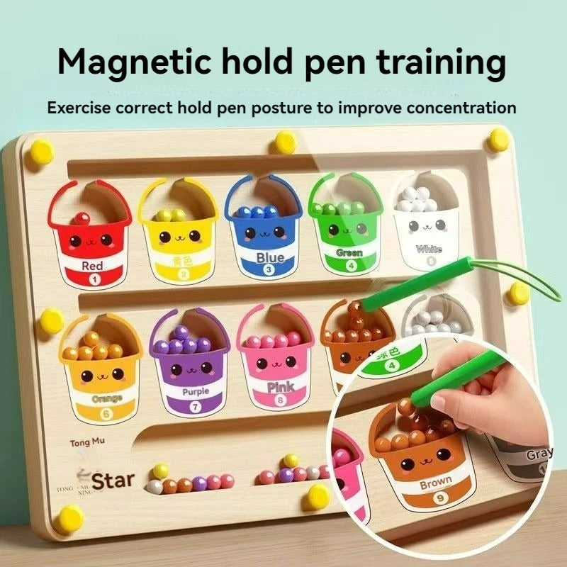 2 in1 Montessori Magnetic Maze & Drawing Board with Multiple Learning levels, Safe for 3+