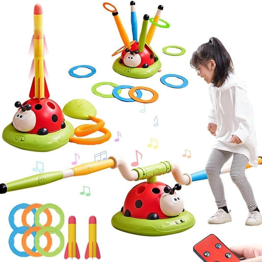 3-in-1 Active Play Toy – Jump, Ring Toss & Rocket Launch with Musical & Remote-Controlled, Easy to Assemble, Safe for Ages 3+
