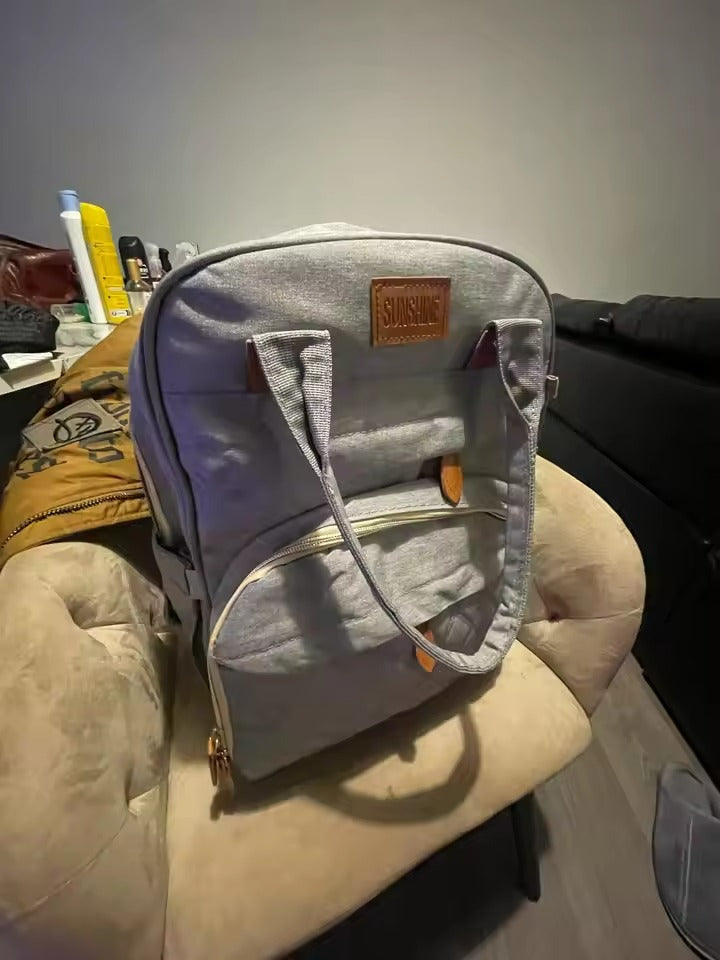 3-in-1 Diaper Bag Backpack with Foldable Baby Bed & USB Charging Port – Waterproof Travel Bag with Changing Station