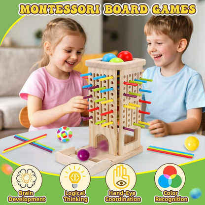 3-in-1 Montessori Game Wooden Stick Tower, Fine Motor Skills, Educational & Interactive Toy, Safe for Ages 3+