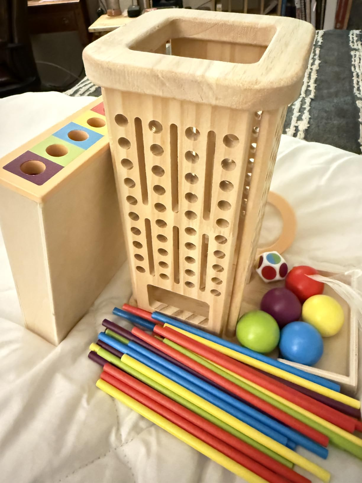 3-in-1 Montessori Game Wooden Stick Tower, Fine Motor Skills, Educational & Interactive Toy, Safe for Ages 3+