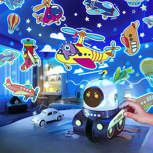 3-in-1 Robot Night Light, Star Projector & Bluetooth Speaker with Rotating Light with Music, Safe for Ages 1+