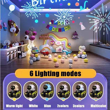 3-in-1 Robot Night Light, Star Projector & Bluetooth Speaker with Rotating Light with Music, Safe for Ages 1+