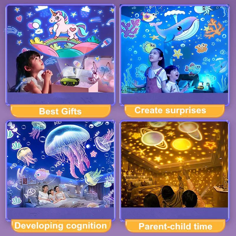 3-in-1 Robot Night Light, Star Projector & Bluetooth Speaker with Rotating Light with Music, Safe for Ages 1+