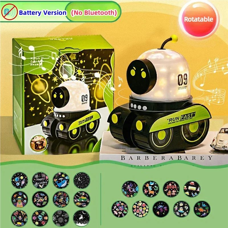 3-in-1 Robot Night Light, Star Projector & Bluetooth Speaker with Rotating Light with Music, Safe for Ages 1+