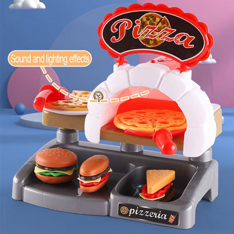 30-Piece Pretend Coffee Shop Playset with Pizza, Cash Register, STEM Toy for Toddlers 3+