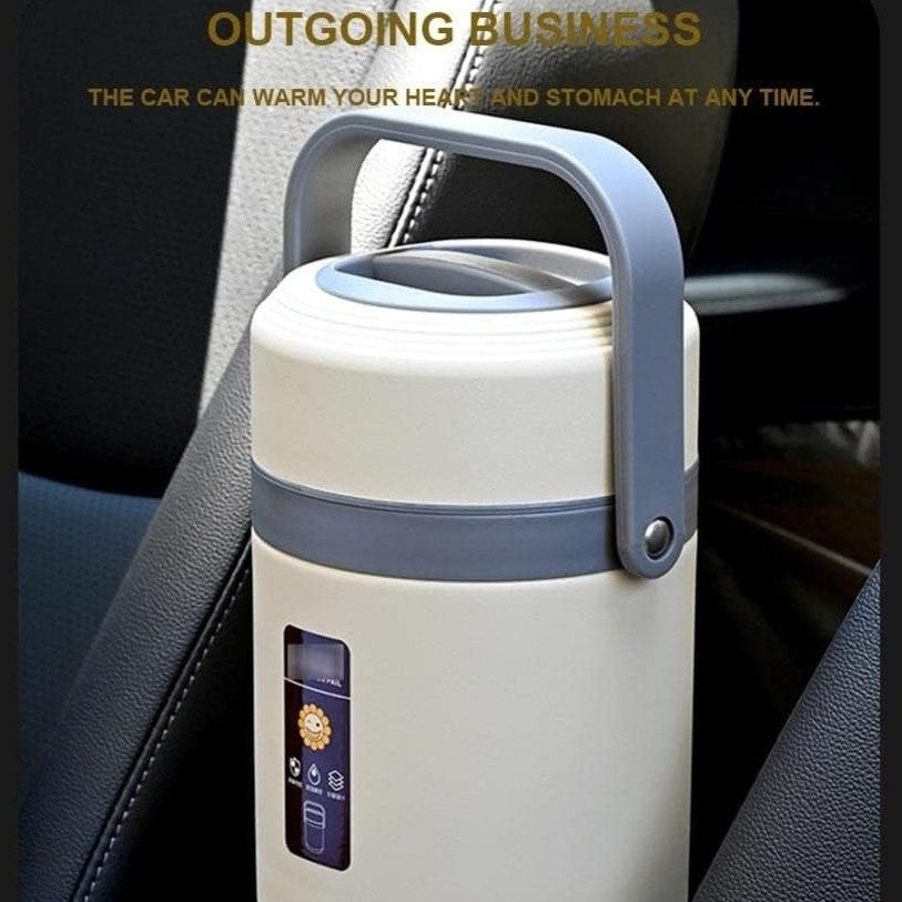 304 Stainless Steel Heated Lunch Box with USB Heating, Constant Temperature 65°C, Portable & Rechargeable