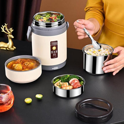 304 Stainless Steel Heated Lunch Box with USB Heating, Constant Temperature 65°C, Portable & Rechargeable