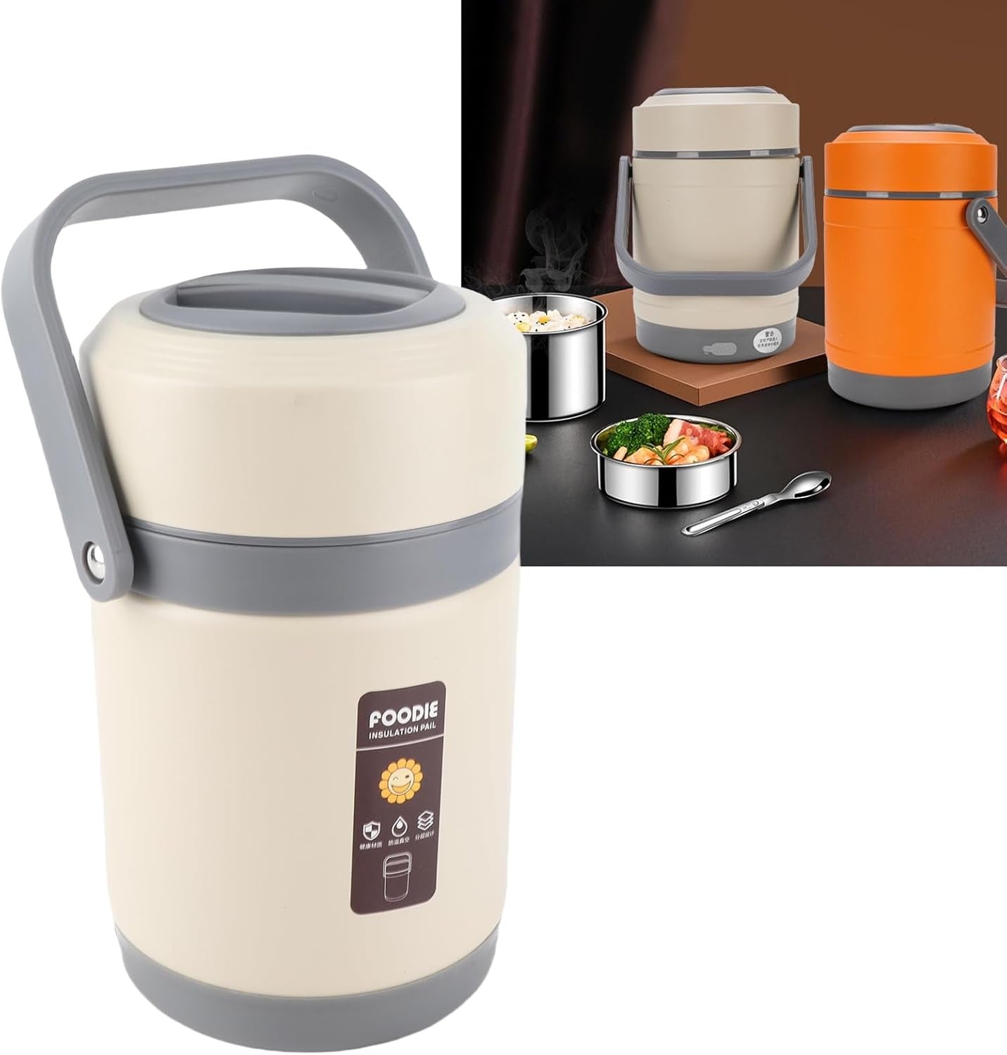 304 Stainless Steel Heated Lunch Box with USB Heating, Constant Temperature 65°C, Portable & Rechargeable