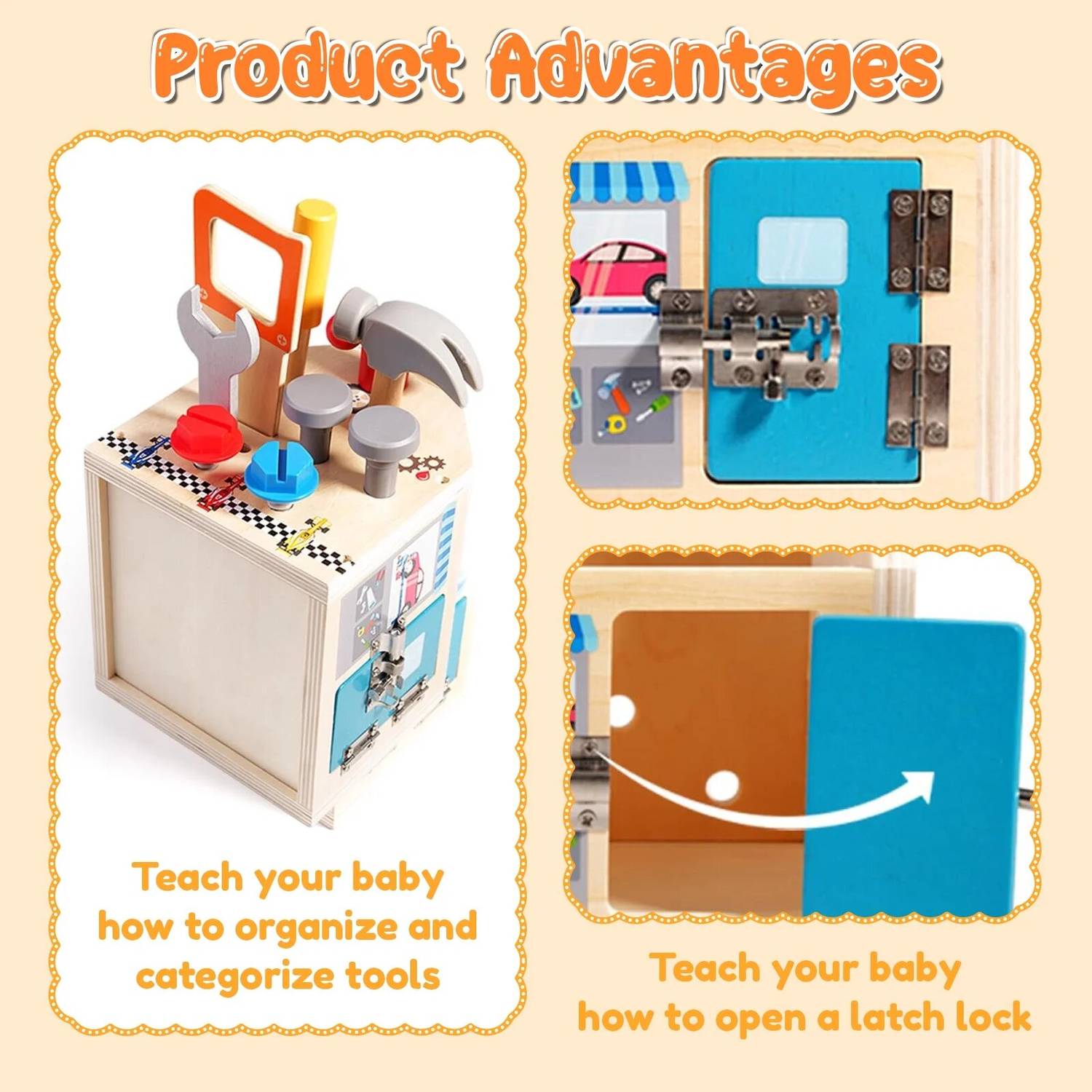 33 PCS Wooden Toolbox Set, Montessori Pretend Play, Fine Motor Skills & Dexterity, Safe for Ages 2+