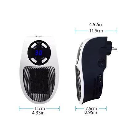 350W Portable Plug-in Electric Heater with Remote | Wall Mini Room Warmer with Adjustable Thermostat, LED Display & Timer