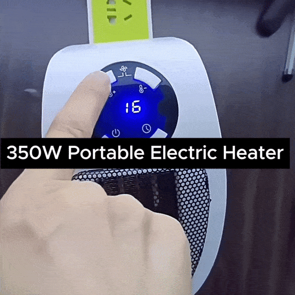 350W Portable Plug-in Electric Heater with Remote | Wall Mini Room Warmer with Adjustable Thermostat, LED Display & Timer