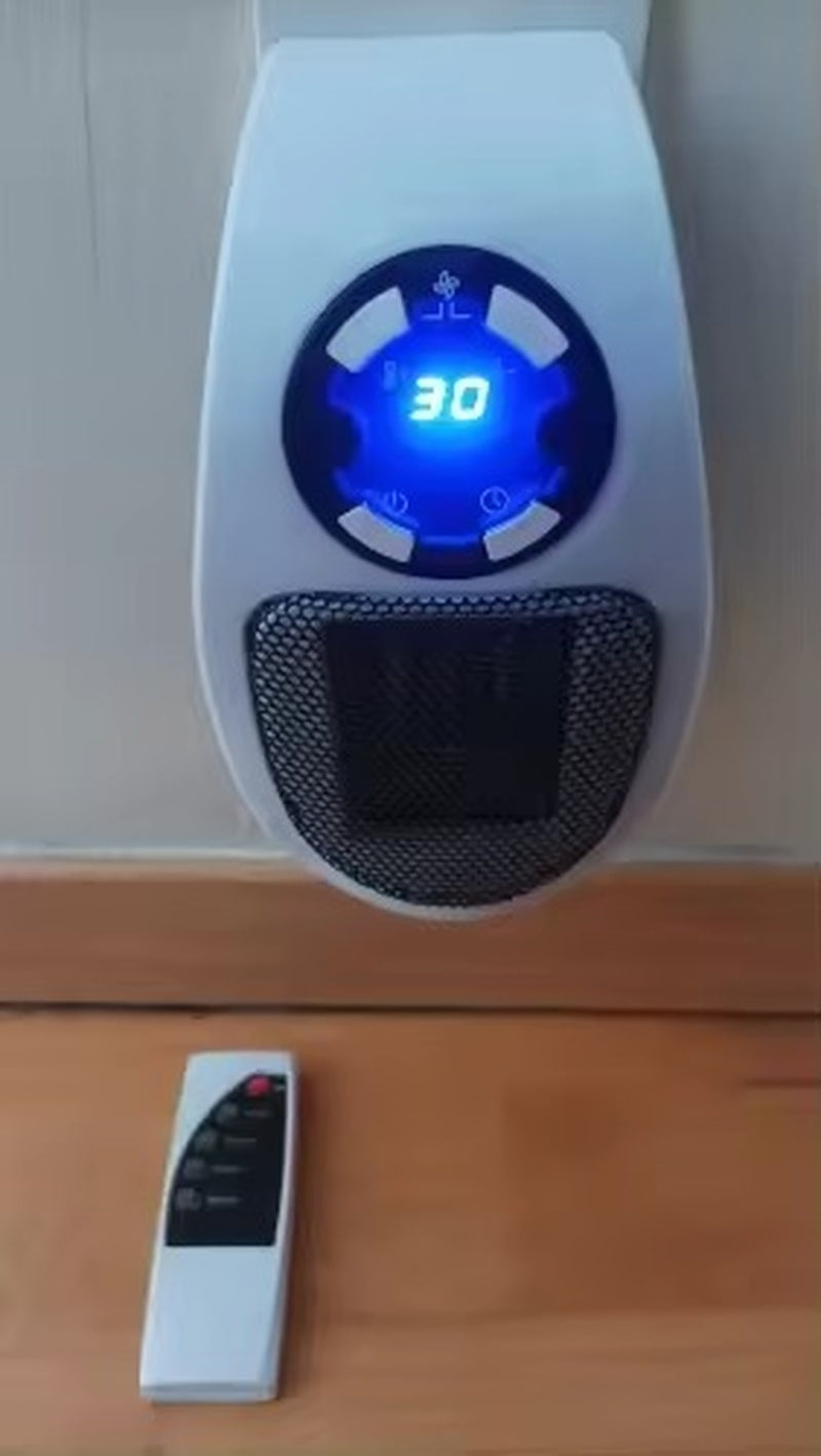350W Portable Plug-in Electric Heater with Remote | Wall Mini Room Warmer with Adjustable Thermostat, LED Display & Timer