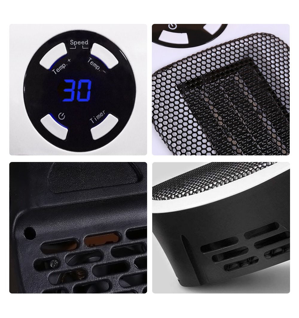 350W Portable Plug-in Electric Heater with Remote | Wall Mini Room Warmer with Adjustable Thermostat, LED Display & Timer