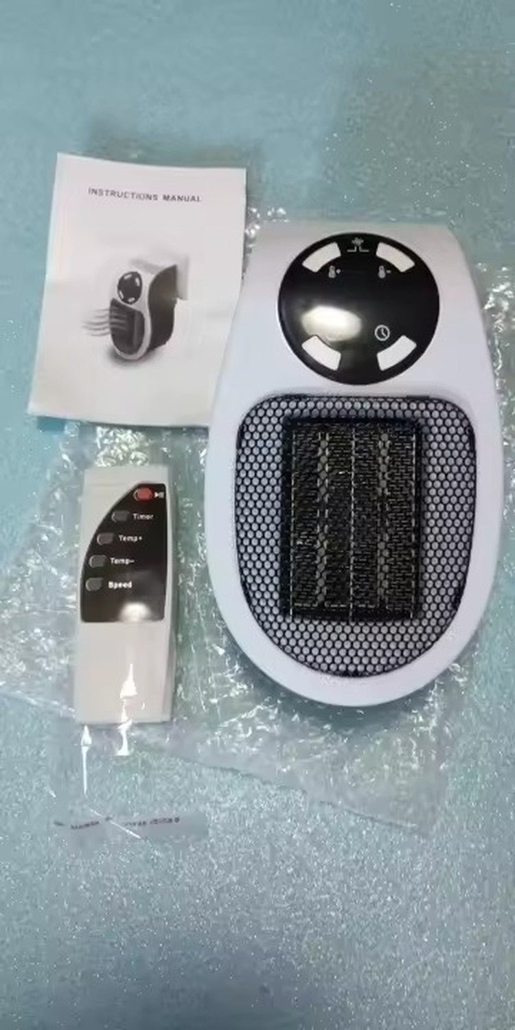 350W Portable Plug-in Electric Heater with Remote | Wall Mini Room Warmer with Adjustable Thermostat, LED Display & Timer