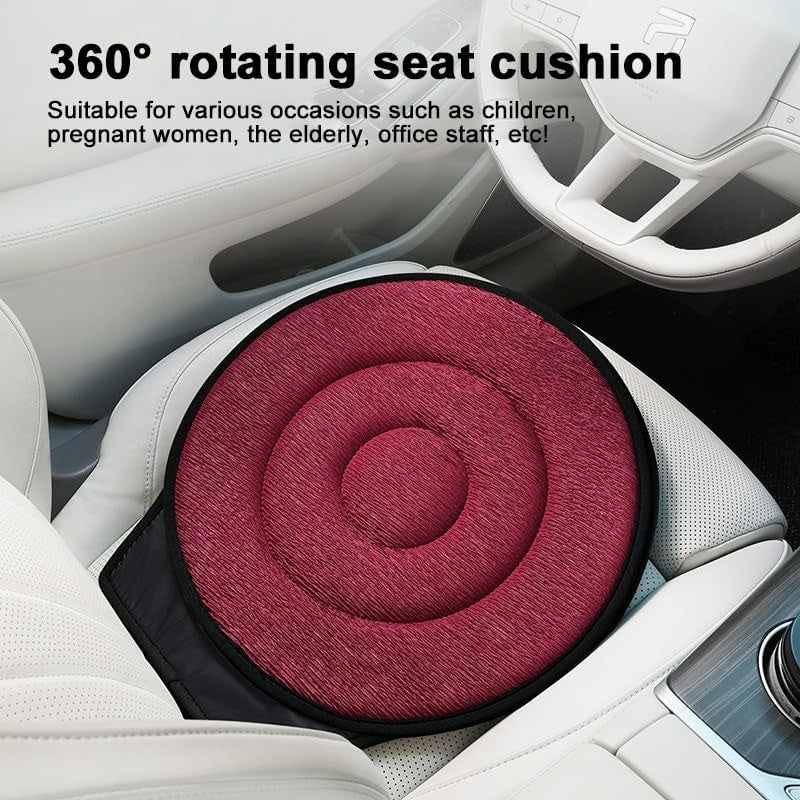 360-Degree Car Swivel Seat Cushion with Memory Foam Support, Comfortable & Breathable Material