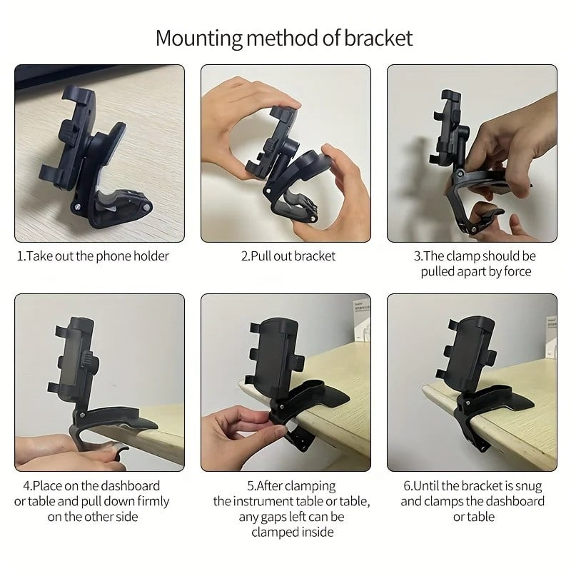 360 Degree Rotation Dashboard Phone Holder, Multipurpose Car Smartphones Mount Cell Mount Stand Suitable for 4 to 7 inch