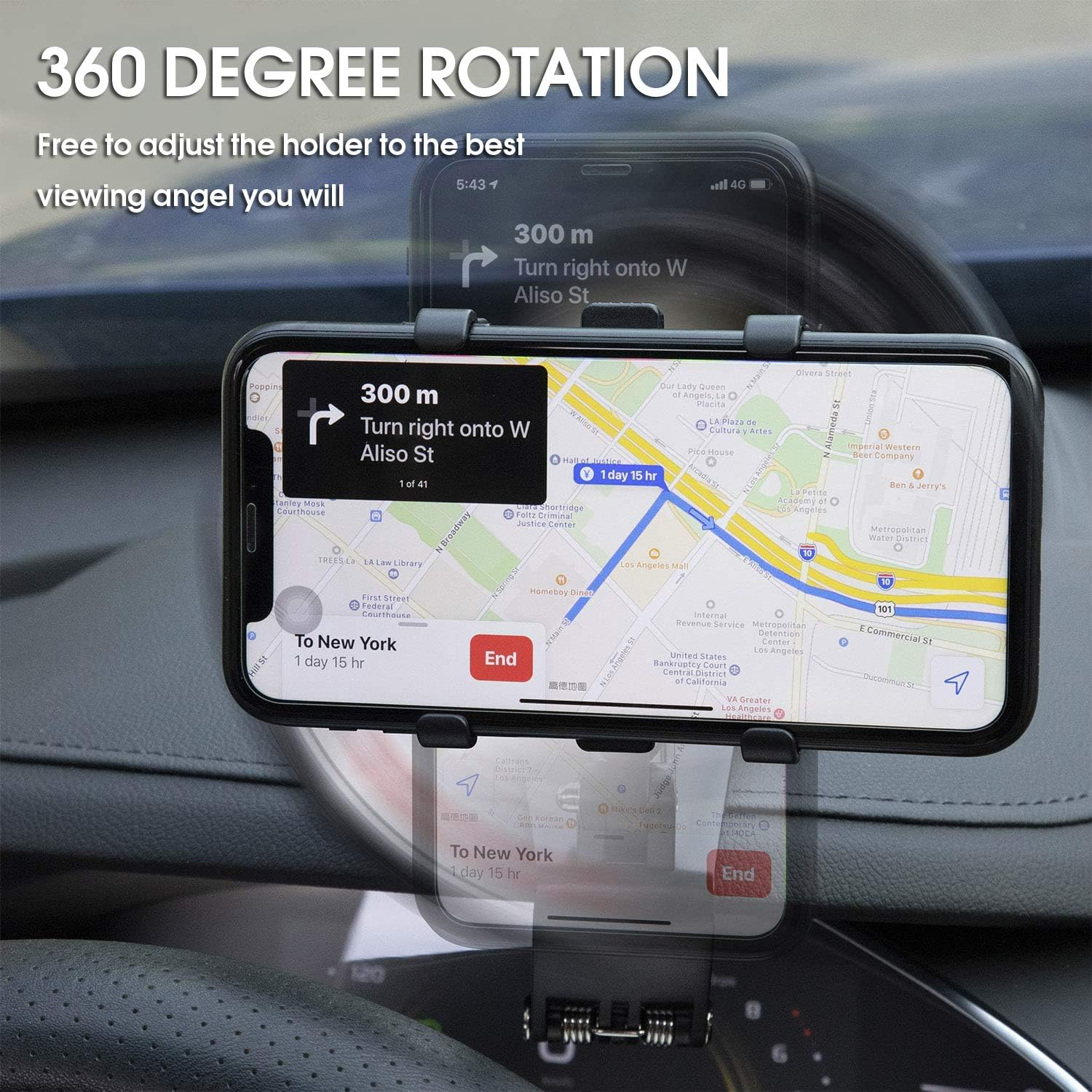 360 Degree Rotation Dashboard Phone Holder, Multipurpose Car Smartphones Mount Cell Mount Stand Suitable for 4 to 7 inch
