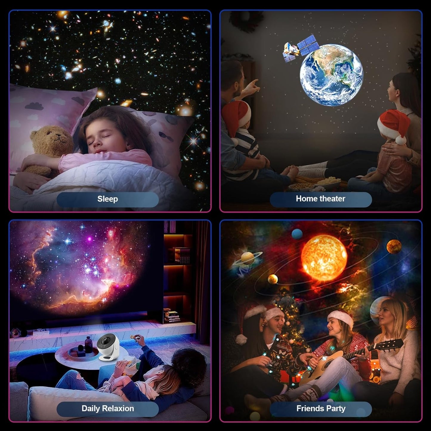 360° Planetarium Projector, Soothing Star Light for Relaxation, Discover 12 Galaxy Films in Stunning Detail