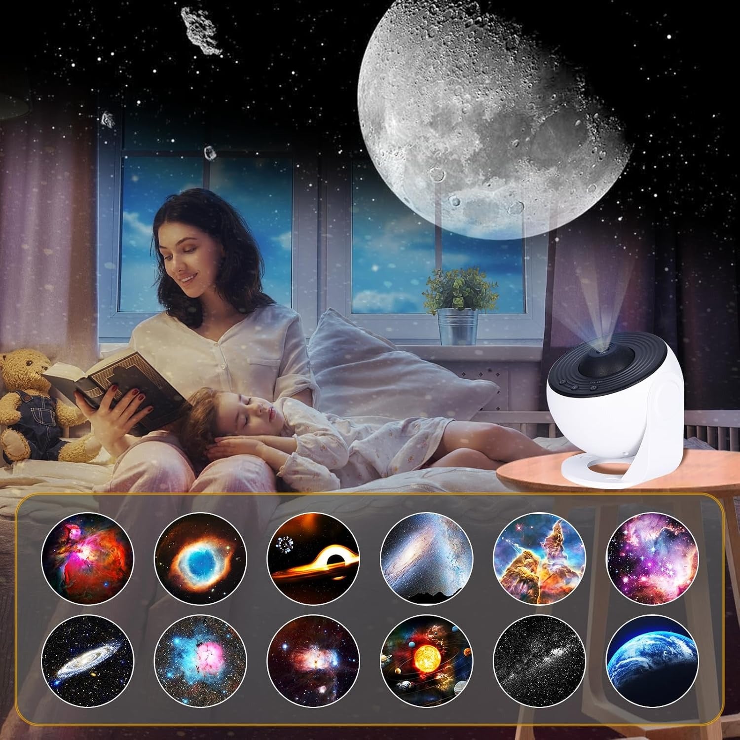 360° Planetarium Projector, Soothing Star Light for Relaxation, Discover 12 Galaxy Films in Stunning Detail