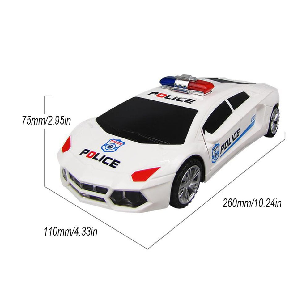 360° Rotating Police Car Toy with Sound & Light Electric Automatic Openable Doors, Safe for Ages 3+