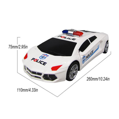 360° Rotating Police Car Toy with Sound & Light Electric Automatic Openable Doors, Safe for Ages 3+