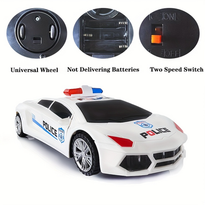 360° Rotating Police Car Toy with Sound & Light Electric Automatic Openable Doors, Safe for Ages 3+