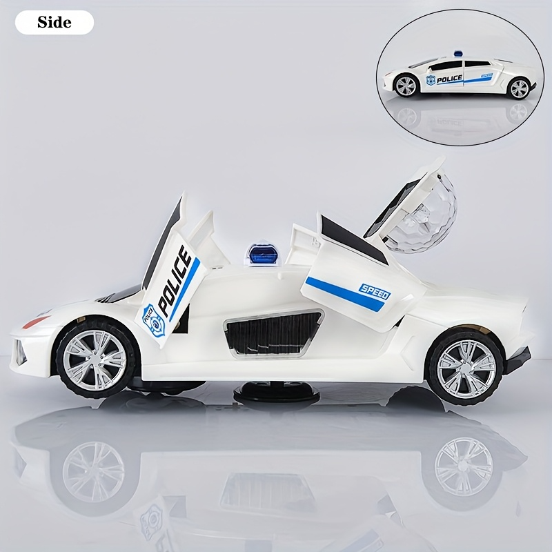 360° Rotating Police Car Toy with Sound & Light Electric Automatic Openable Doors, Safe for Ages 3+