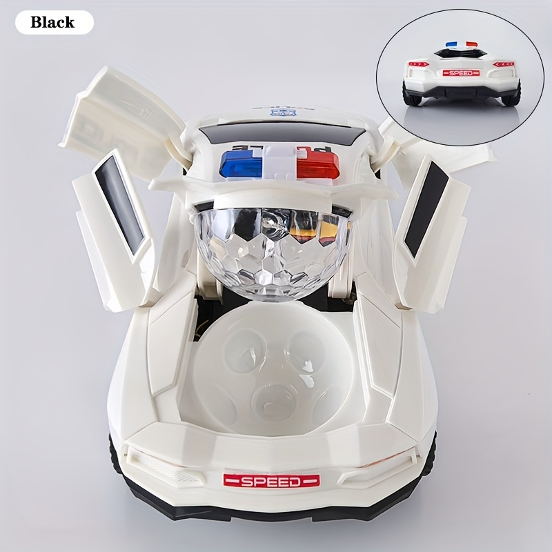 360° Rotating Police Car Toy with Sound & Light Electric Automatic Openable Doors, Safe for Ages 3+