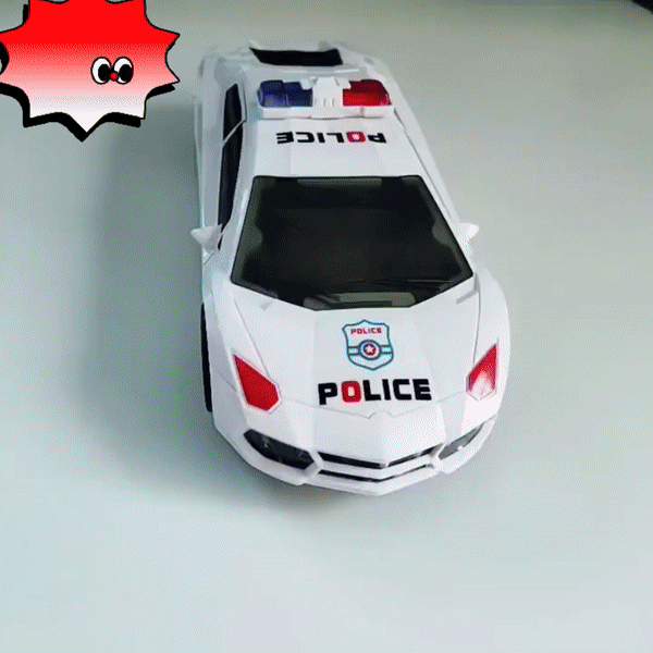 360° Rotating Police Car Toy with Sound & Light Electric Automatic Openable Doors, Safe for Ages 3+