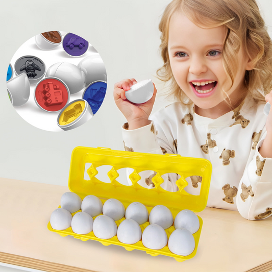 3D Montessori Egg Puzzle, 12Pcs Smart Toy, Color & Shape Matching Sorter Game, Safe for Ages 1+