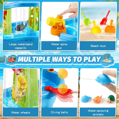3 - Tier Outdoor Water Play Table with Accessories for Kids Summer Beach Backyard Garden Sensory Toy Set for Boys & Girls Ages 3+