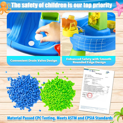 3 - Tier Outdoor Water Play Table with Accessories for Kids Summer Beach Backyard Garden Sensory Toy Set for Boys & Girls Ages 3+