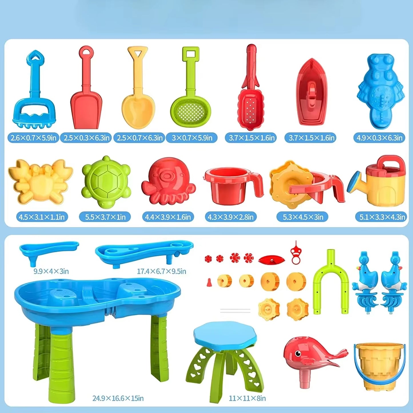 3 - Tier Outdoor Water Play Table with Accessories for Kids Summer Beach Backyard Garden Sensory Toy Set for Boys & Girls Ages 3+
