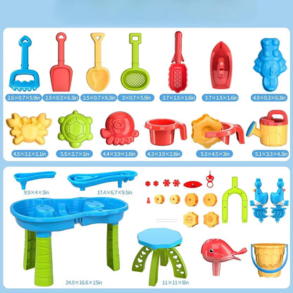3 - Tier Outdoor Water Play Table with Accessories for Kids Summer Beach Backyard Garden Sensory Toy Set for Boys & Girls Ages 3+