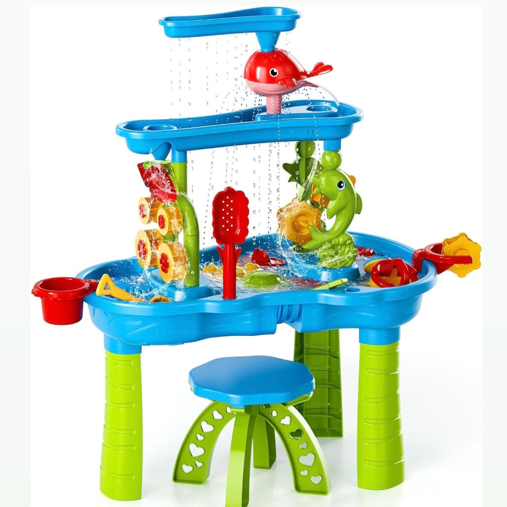 3 - Tier Outdoor Water Play Table with Accessories for Kids Summer Beach Backyard Garden Sensory Toy Set for Boys & Girls Ages 3+