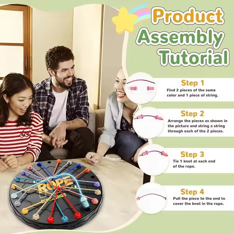 3 Levels Rope Knots Puzzle with Non-chemical Plastic, Various Modification, Safe for Ages 3+