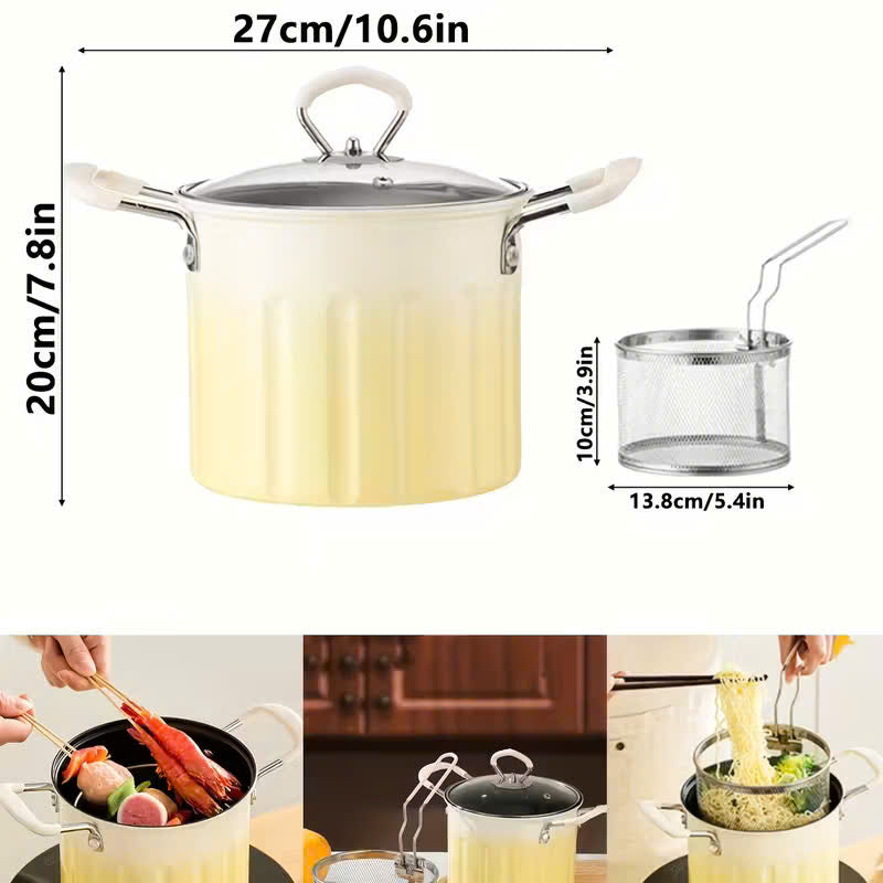 3 Litre Deep Frying Pot with Strainer – Safe Material, Compatible with Multiple Stovetops, Easy to Clean