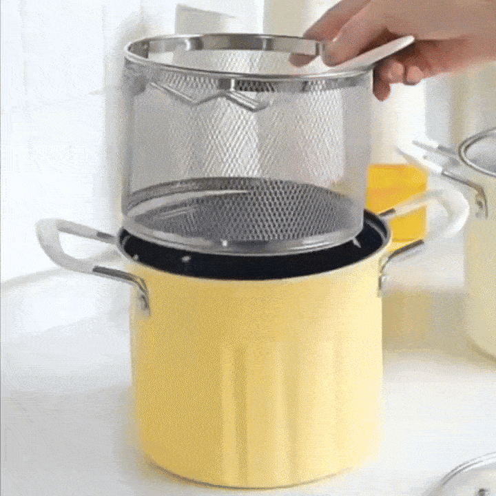 3 Litre Deep Frying Pot with Strainer – Safe Material, Compatible with Multiple Stovetops, Easy to Clean
